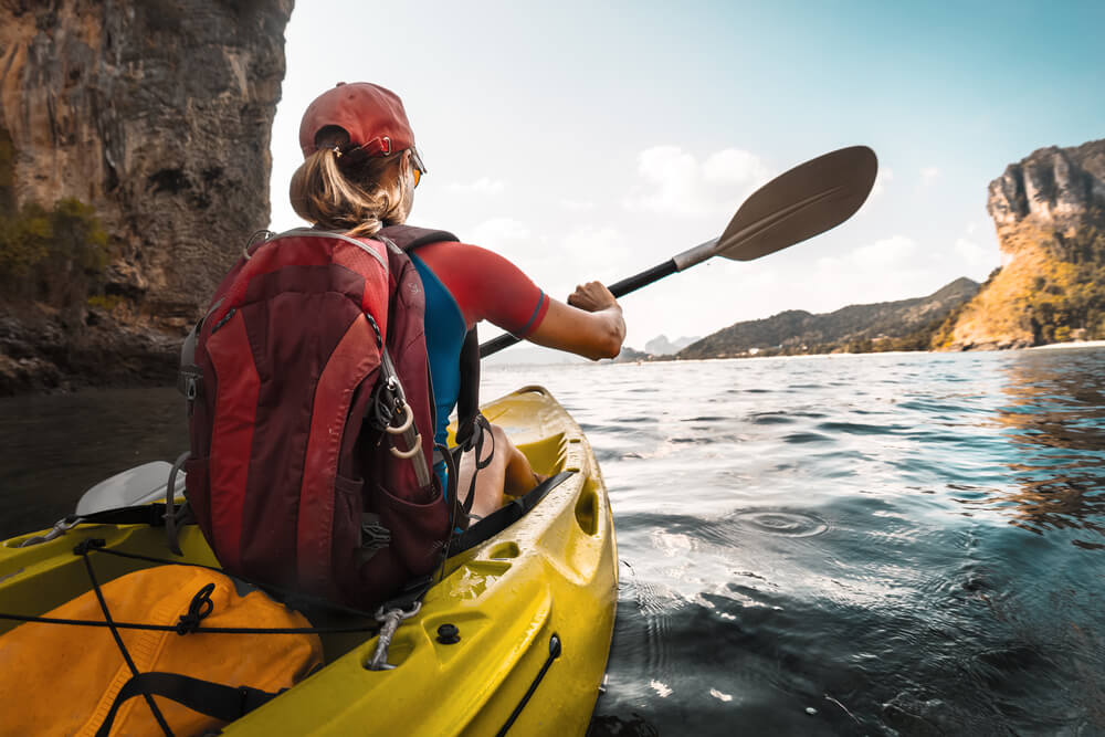 Kayaking in the summer can be a great workout!